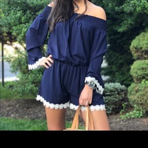 Gumuxi Dark blue off shoulder romper size L